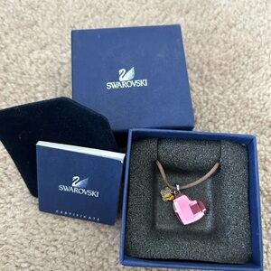 Swarovski Pink Heart & Crystal Butterfly Pendant Necklace
